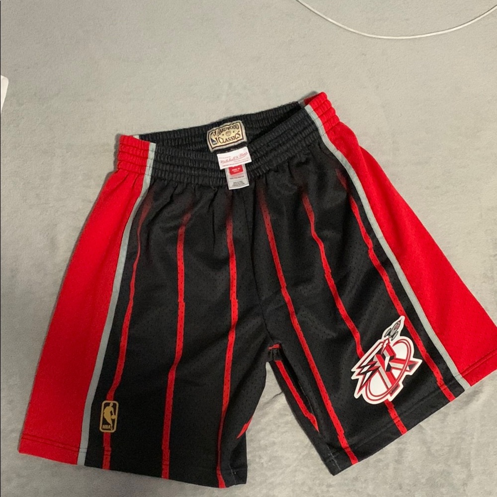 NBA  Houston Rockets Black and Red Basketball Shorts Classic Style